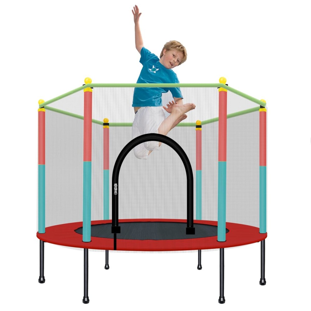 TOYMATE Kids Trampoline with Safety Enclosure Net - 5FT Trampoline for Toddlers Indoor and Outdoor - Parent-Child Interactive Game Fitness Trampoline Toy Gift for Boys and Girls Age 1-8