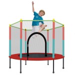 TOYMATE Kids Trampoline with Safety Enclosure Net - 5FT Trampoline for Toddlers Indoor and Outdoor - Parent-Child Interactive Game Fitness Trampoline Toy Gift for Boys and Girls Age 1-8