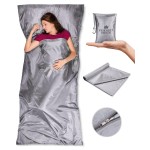 The Friendly Swede XL Sleeping Bag Liner Ultralight - Thin Travel Sheets for Hotel with Full Length Zipper; Camping Sheets & Adult Sleep Sack for Backpacking; Travel Sleeping Bag - Grey (Zipper)