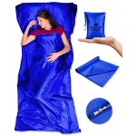The Friendly Swede Sleeping Bag Liner Ultralight - Thin Travel Sheets for Hotel w Full Length Zipper; Silky Feel Camping Sheets & Adult Sleep Sack for Backpacking; Travel Sleeping Bag - Blue (Zipper)