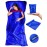 The Friendly Swede Sleeping Bag Liner Ultralight - Thin Travel Sheets for Hotel w Full Length Zipper; Silky Feel Camping Sheets & Adult Sleep Sack for Backpacking; Travel Sleeping Bag - Blue (Zipper)