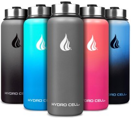 HYDRO CELL Stainless Steel Insulated Water Bottle with Straw - For Cold & Hot Drinks - Metal Vacuum Flask with Screw Cap and Modern Leakproof Sport Thermos for Adults (Graphite 40oz)