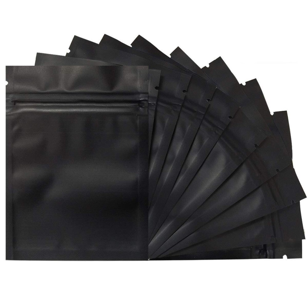 100 Pack Mylar Bags 3.3 x 5.1 Inch Resealable Smell Proof Bags Foil Pouch Bag Flat Bag Matte Black