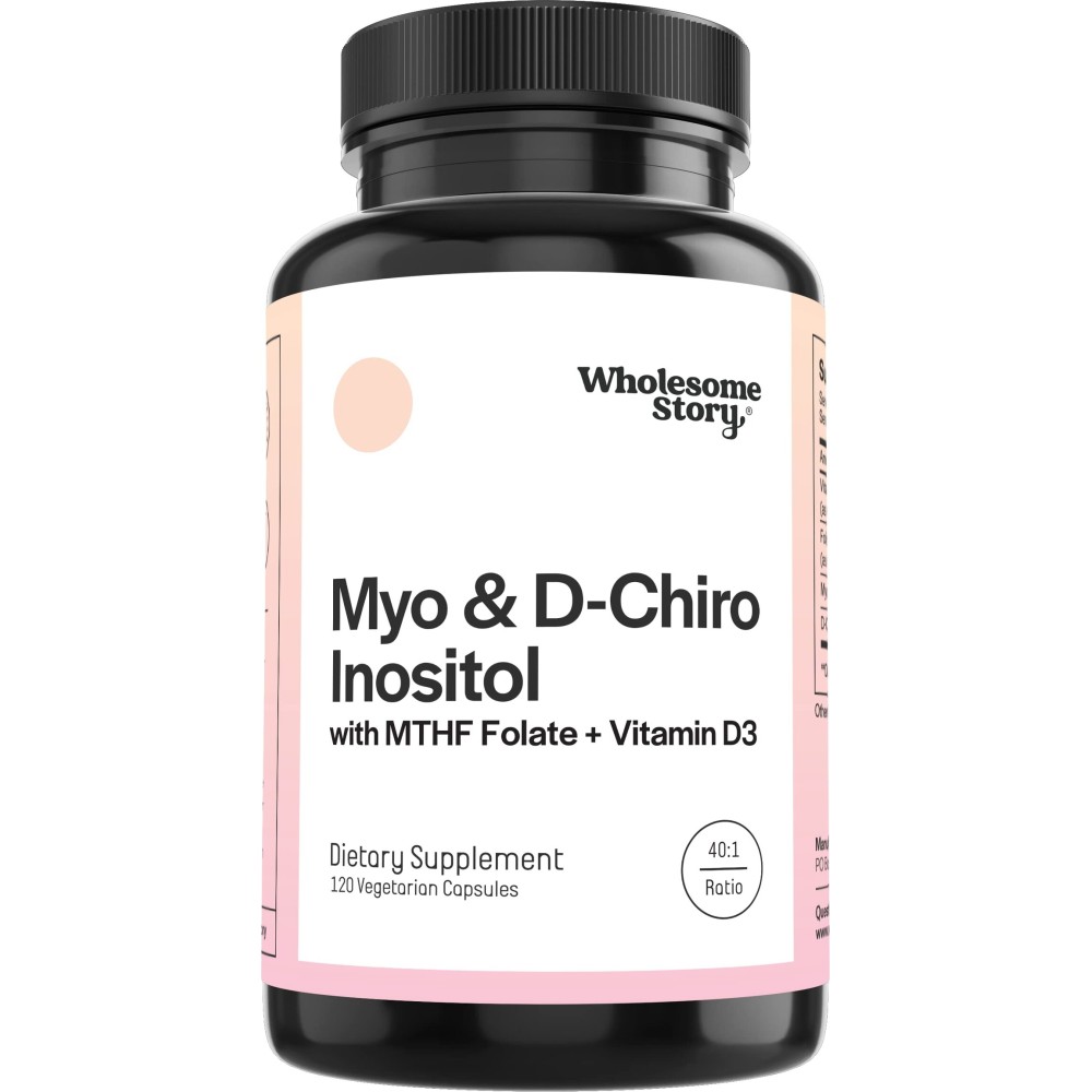 Myo-Inositol & D-Chiro Inositol Capsules with MTHF, Folate, Vitamin D| Support for Ovarian Function, Hormone Balance, & Homocysteine Levels | Fertility Supplements for Women | 40:1 Ratio