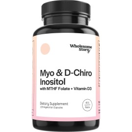 Myo-Inositol & D-Chiro Inositol Capsules with MTHF, Folate, Vitamin D| Support for Ovarian Function, Hormone Balance, & Homocysteine Levels | Fertility Supplements for Women | 40:1 Ratio