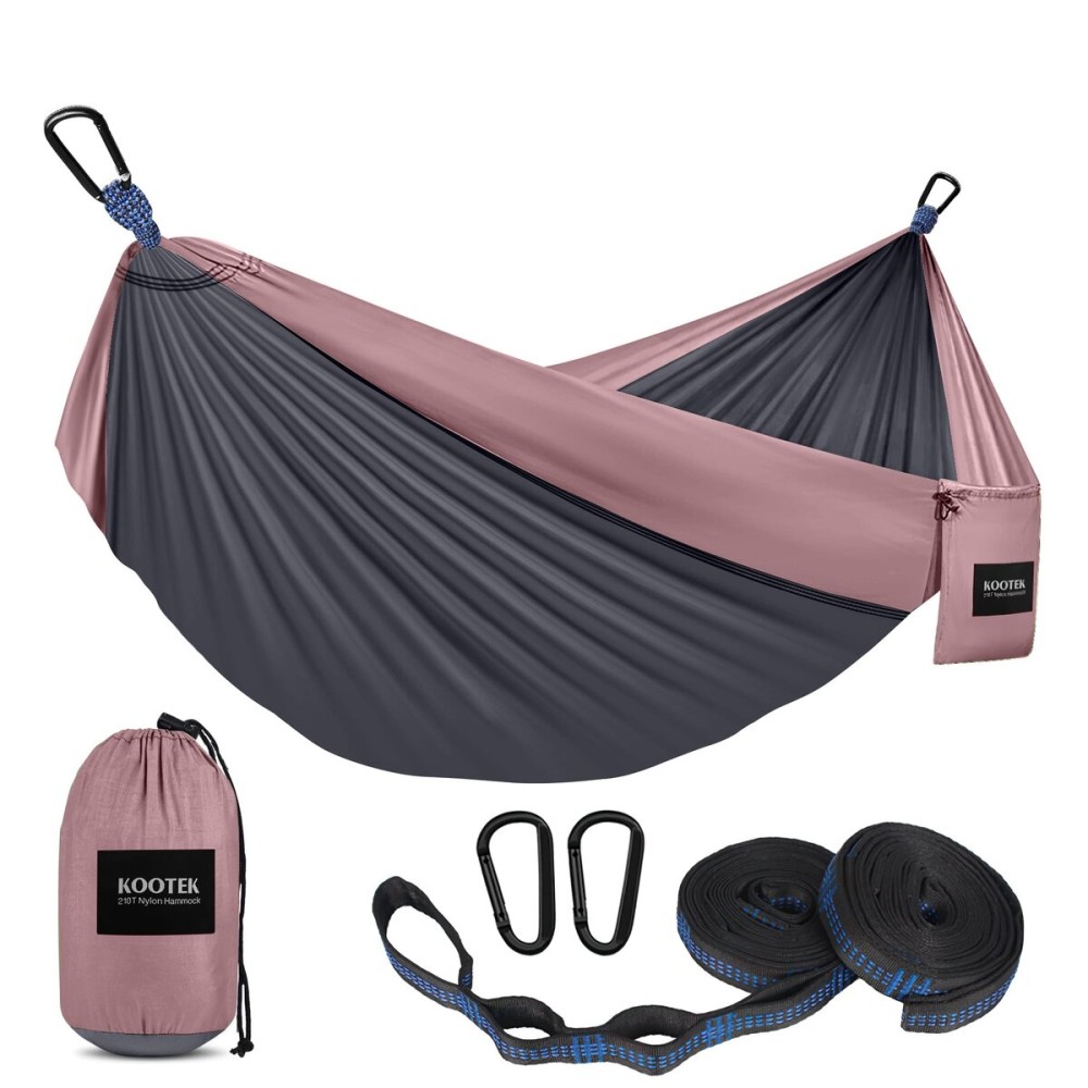 Kootek Camping Hammock 500 lbs Capacity, Portable Hammocks with Tree Straps & Attached Carry Bag, Camping Essentials Gear, Perfect for Outside Indoor Hiking Beach Backpack Travel