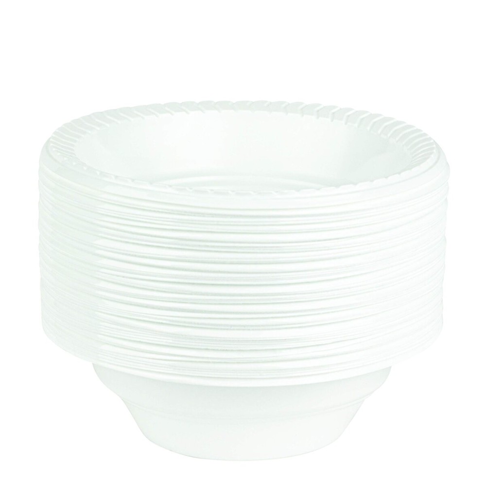 Plasticpro Round Plastic Bowls Microwaveable, Disposable, White, Dinnerware (200, 16 ounce)