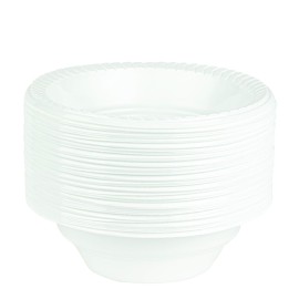 Plasticpro Round Plastic Bowls Microwaveable, Disposable, White, Dinnerware (200, 16 ounce)
