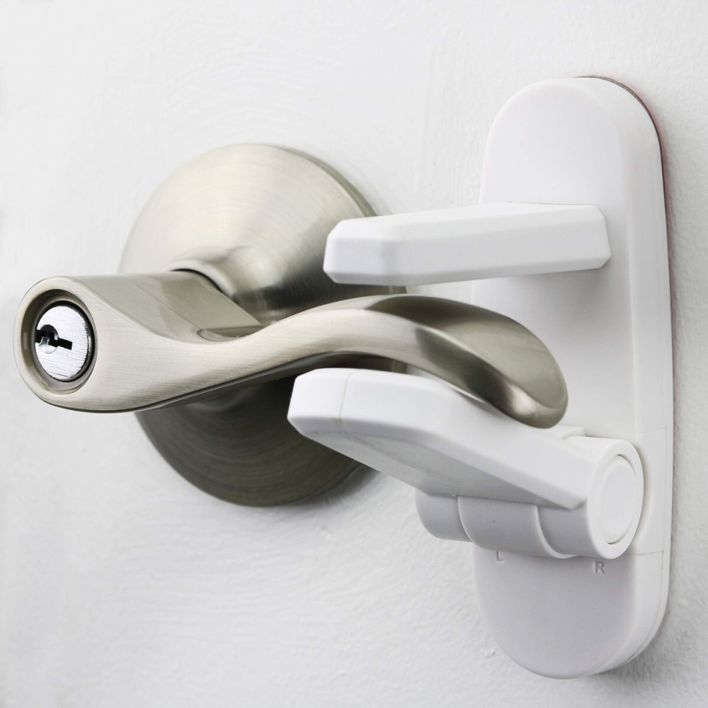 Door Lever Lock (1 Pack) Prevents Toddlers from Opening Doors. 3.25 L * 1.5 W * 4.5 H Easy One Hand Operation for Adults. Durable ABS with 3M Adhesive Backing. Simple Install, No Tools Needed.