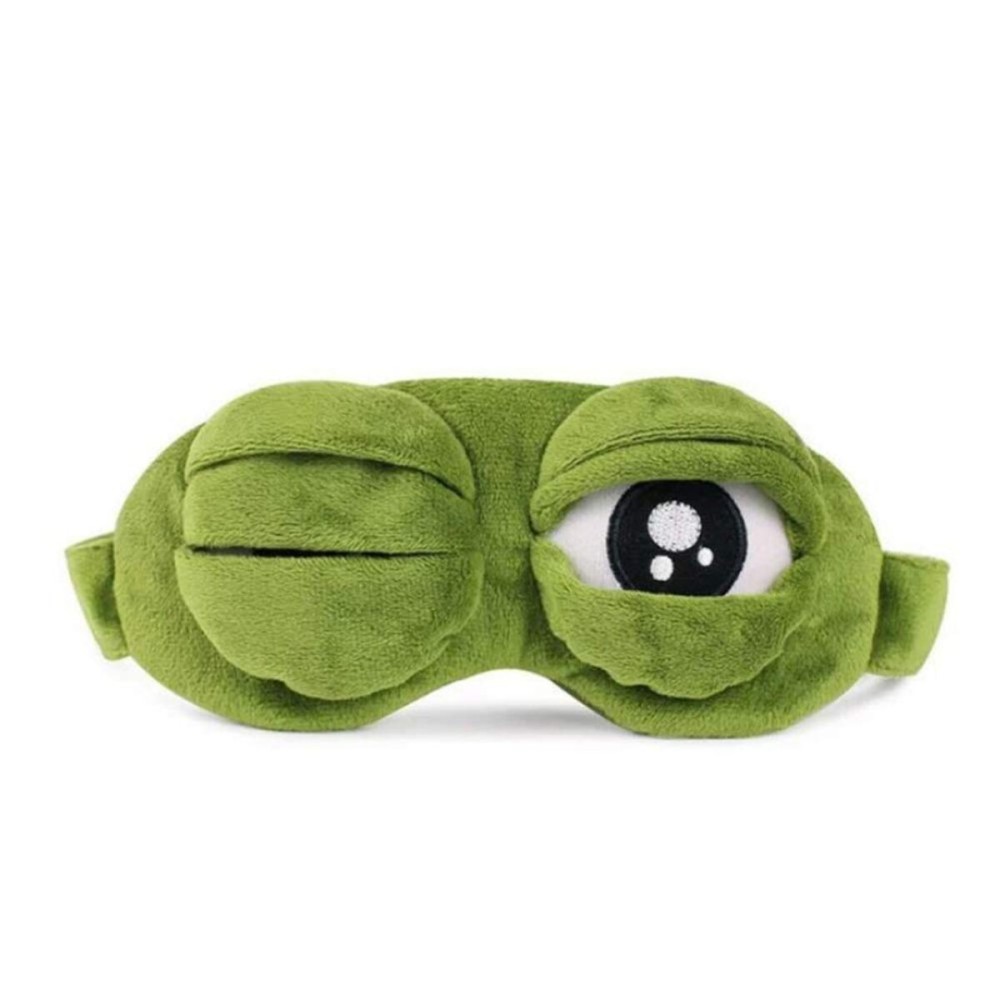Shinywear Cute Rabbit Sleeping Eye Mask Plush Blindfold Travel Sleep Masks Super Soft Funny Eye Cover for Kids Girls and Adult (Green Frog)