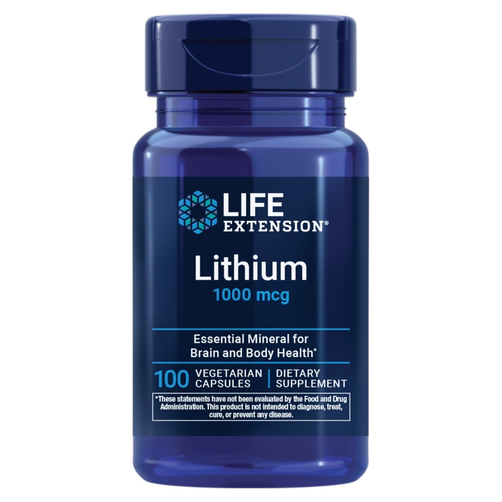 Life Extension Lithium, 1000 mcg - Lithium Orotate - Helps Maintain Cognitive Function & Memory - Low-Dose Formula - Non-GMO, Gluten-Free, Vegetarian - 100 Capsules
