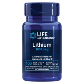 Life Extension Lithium, 1000 mcg - Lithium Orotate - Helps Maintain Cognitive Function & Memory - Low-Dose Formula - Non-GMO, Gluten-Free, Vegetarian - 100 Capsules