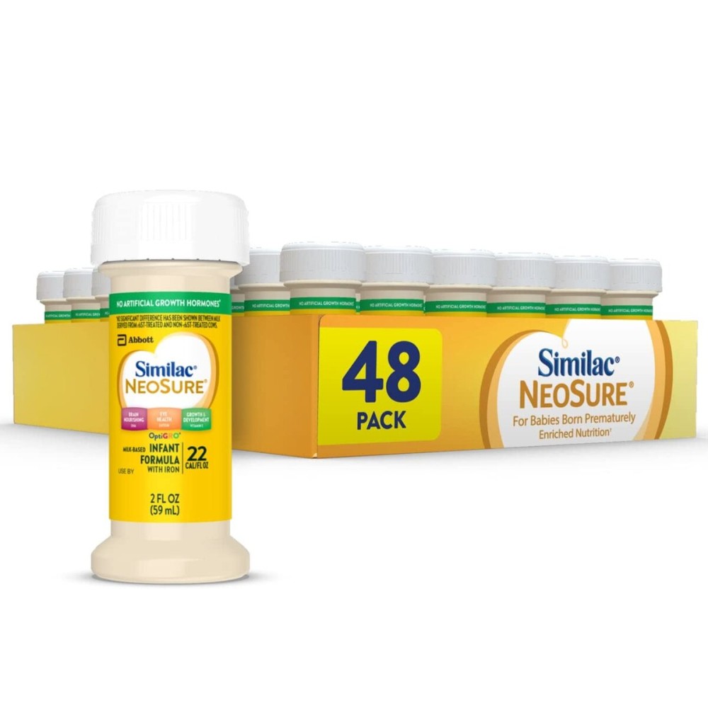 Similac NeoSure Premature Post-Discharge Infant Formula, Ready-to-Feed Baby Formula, 2-fl-oz Bottle, Pack of 48