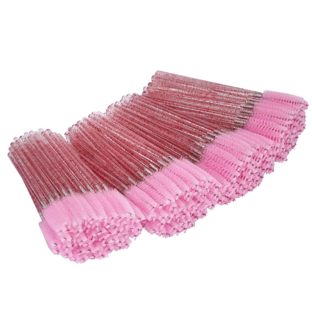 tifanso 200PCS Spoolie Eyelash Brush - Disposable Mascara Brush Wand for Lashes, Eyebrow Eyelash Extension Supplies (Pink)