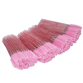 tifanso 200PCS Spoolie Eyelash Brush - Disposable Mascara Brush Wand for Lashes, Eyebrow Eyelash Extension Supplies (Pink)