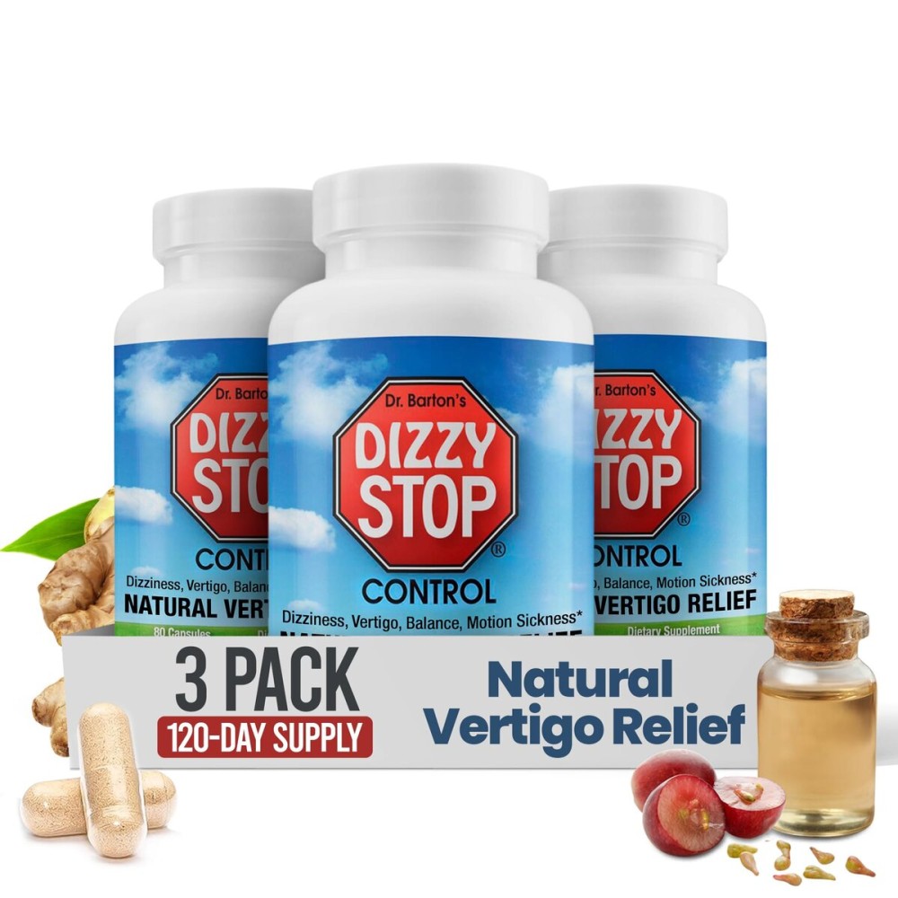 Vertigo Relief Product & NonDrowsy Motion Sickness Pills: Nausea and Dizziness, Ginger & Grape Seed Formula, Inner Ear Balance, Car, Cruise & Travel Essential, Stomach Support (80 Count - Pack of 3)