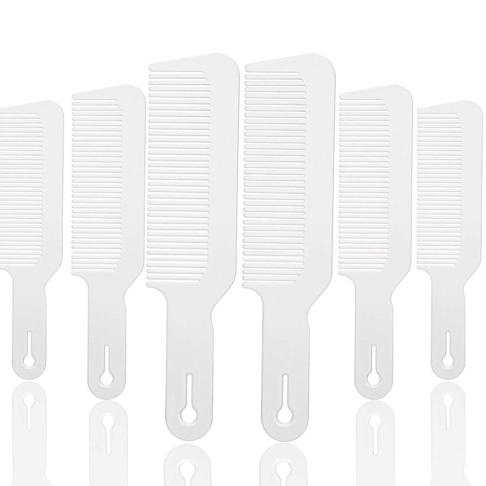 Boao 6 Pack Plastic White 9 x 2 Inch Hair Combs, Heat Resistant Anti-Static Flat Top Barber Clipper Combs for Clipper Cuts and Flattops