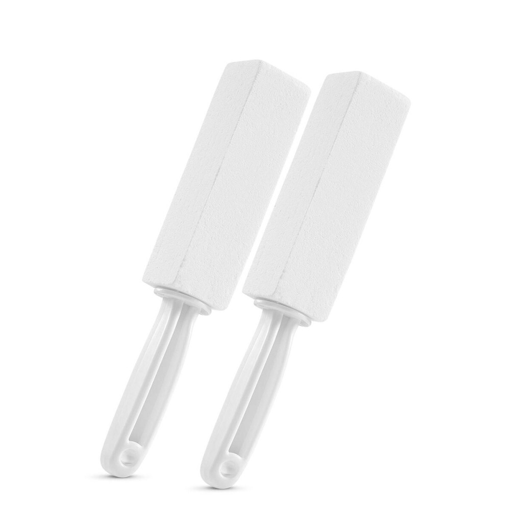 2 Pack Pumice Stone for Toilet Bowl Cleaning with Handle, Scouring Stick Remove Toilet Bowl Hard Water Rings, Calcium Buildup and Rust for Cleaning Toilet, Bathroom, Kitchen Sink, Grill (White)