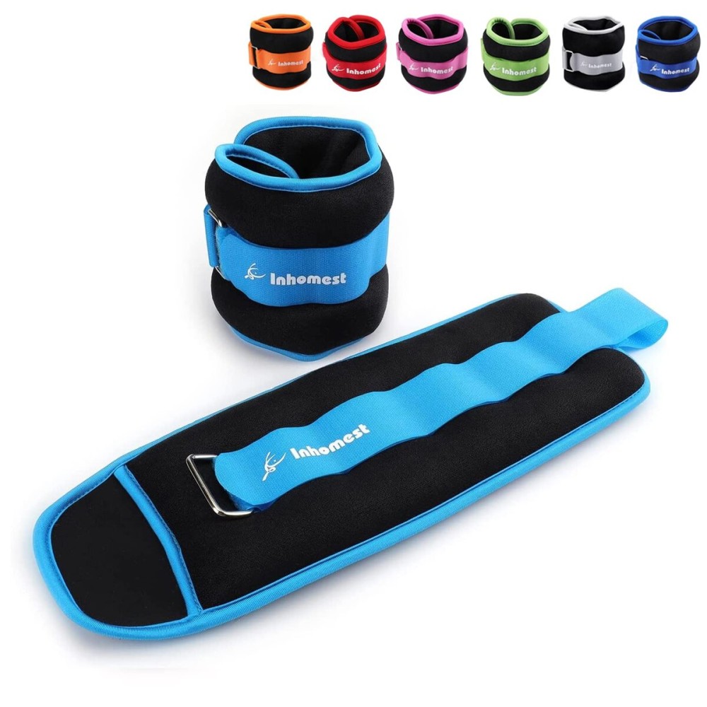 Inhomest Ankle Weights, 8 LB Pair (4 LB Each Weight) Wrist Arm Leg Weights for Women Men Kids for Strength Training, Jogging, Gym Workout, Aerobics, Physical Therapy, Sky Blue