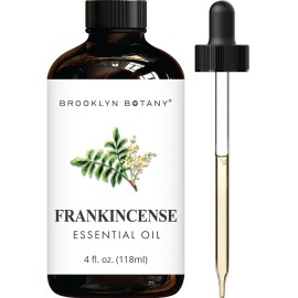 Brooklyn Botany Frankincense Essential Oil - Huge 4 Fl Oz - 100% Pure and Natural - Premium Grade with Dropper - for Aromatherapy and Diffuser