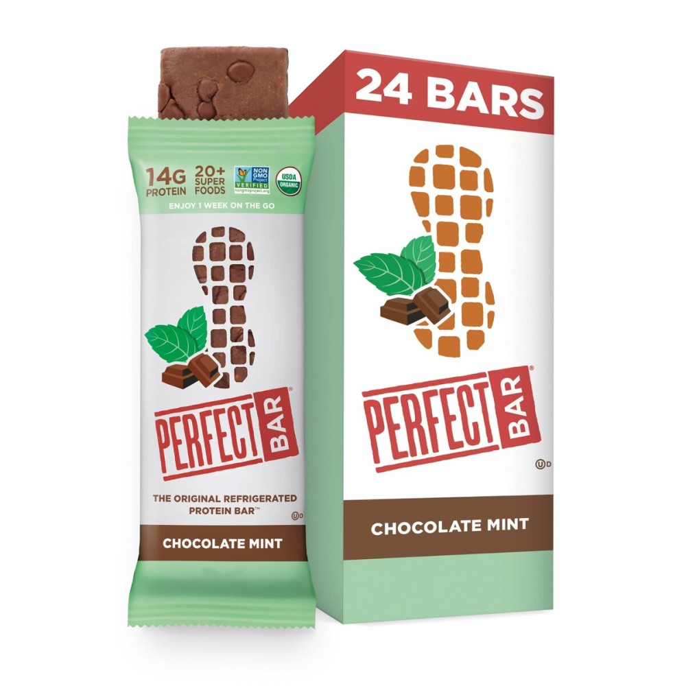 Perfect Bar, Chocolate Mint Protein Bar, High Protein, Organic, Gluten Free, Soy Free, Non GMO, No Sugar Alcohols, 2.3 Ounce Bar, 24 Count