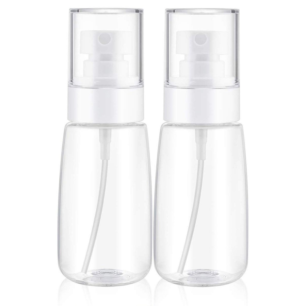 TOSERSPBE Spray Water Bottle Hair Mister, Fine Mist Stylist Sprayers 360 Empty Small Misting Spritzer, Perfume Atomizer with Pump Clear Containers 2PCS/2oz