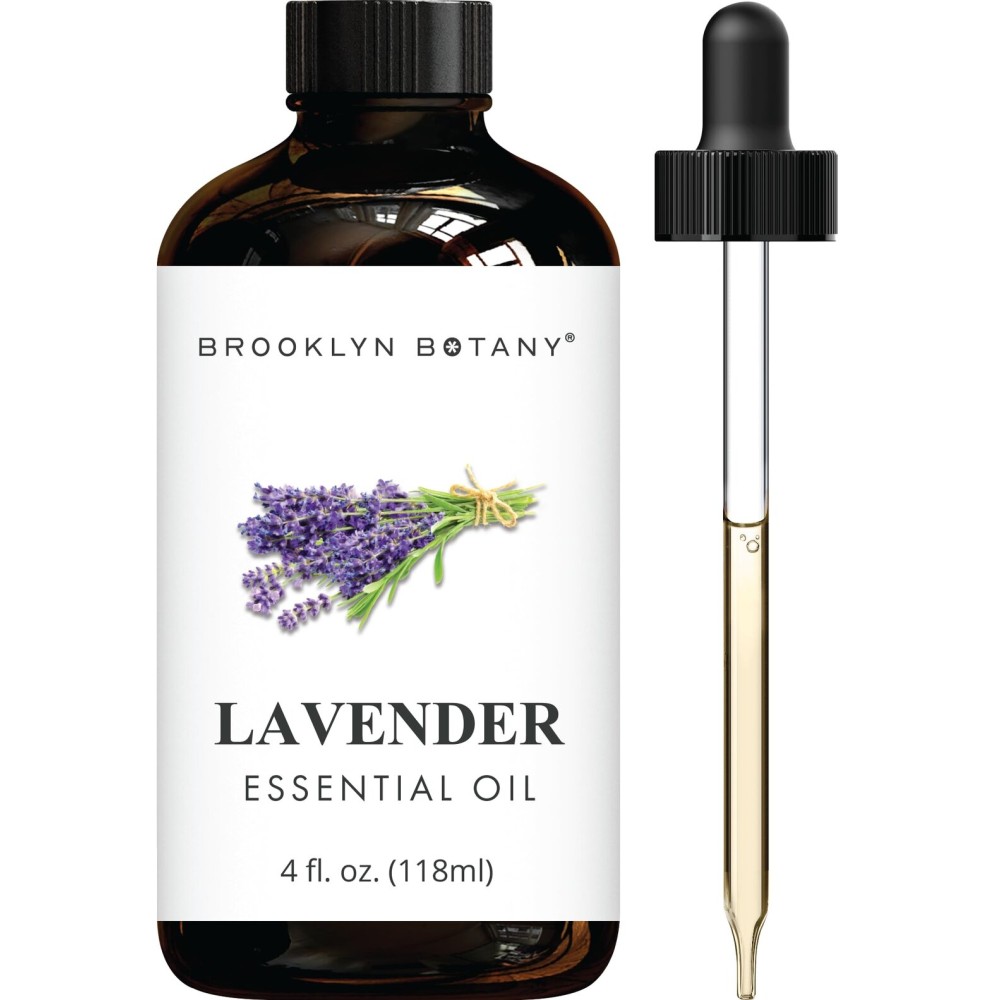 Brooklyn Botany Lavender Essential Oil - Huge 4 Fl Oz - 100% Pure and Natural - Premium Grade with Dropper - for Aromatherapy and Diffuser