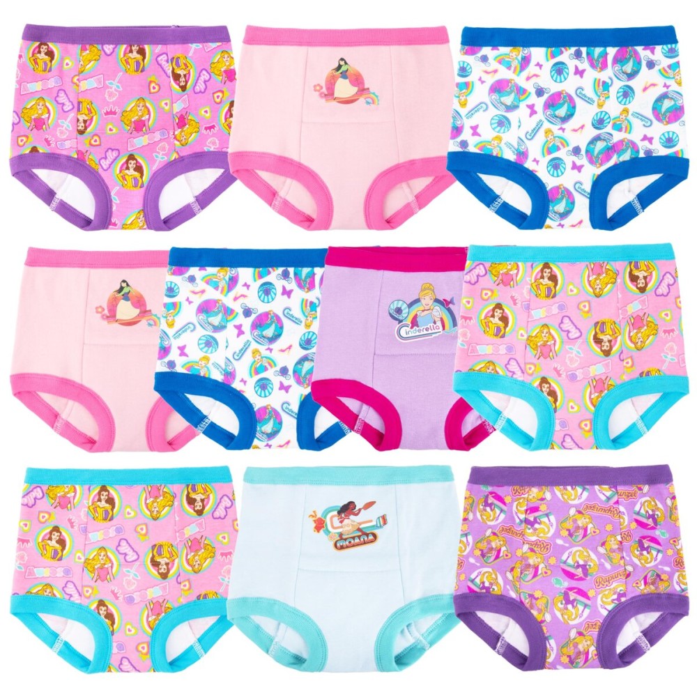 Disney Unisex Baby Princess Potty Pants Multipack and Toddler Training Underwear, Printraining10pk, 2T US