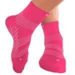 TechWare Pro Ankle Compression Socks - Plantar Fasciitis Sock & Foot Support (L, Pink/White)