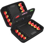GWCASE Case for 16 Steel Tip and Soft Tip Darts, Dart Carrying Storage Holder Fits for Tips, Shafts and Flights and Extra Accessories (Box Only)-Black