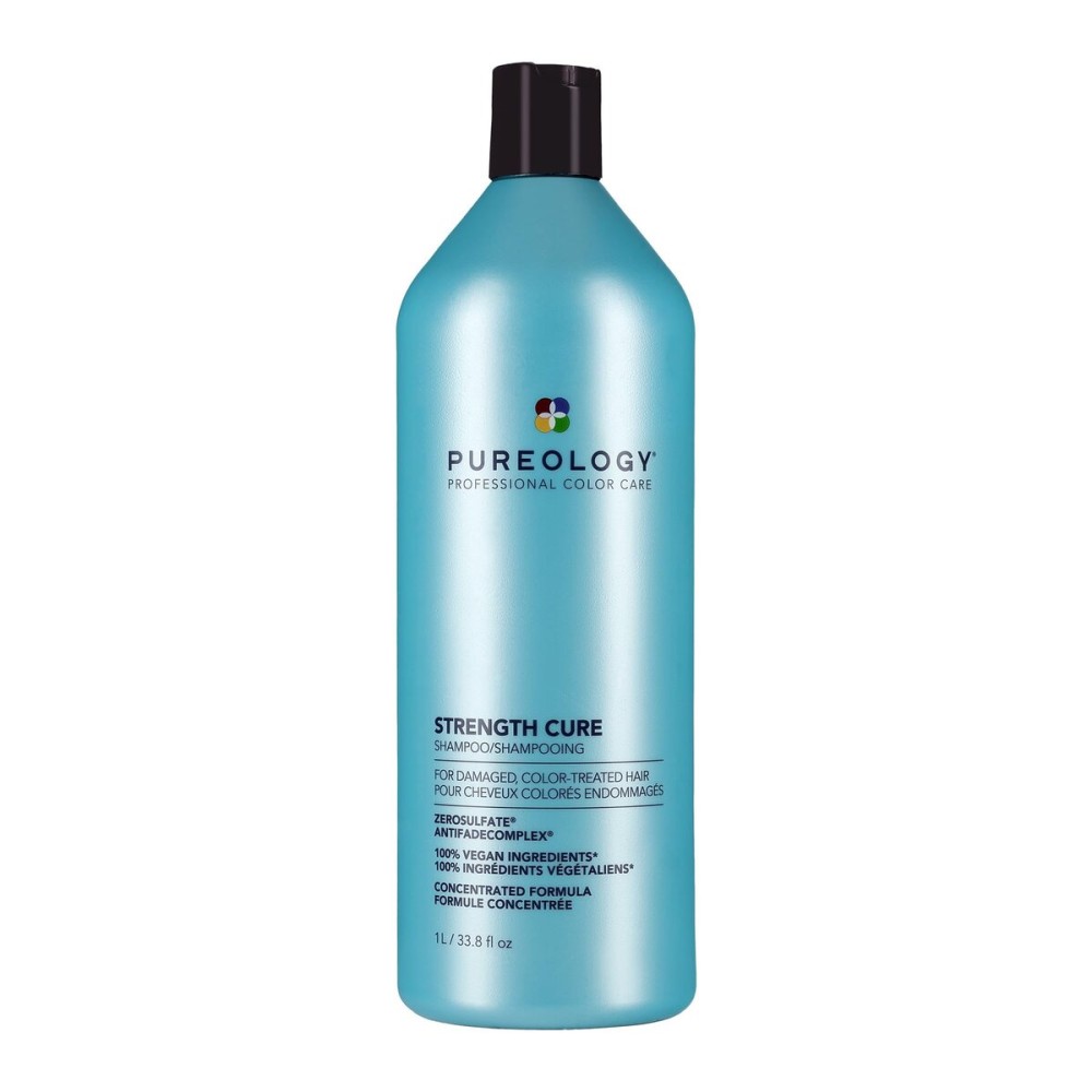 Pureology Strength Cure Shampoo - For Damaged or Color Treated Hair, Hair Strengthening & Prevents Breakage, Seals Split Ends, Vegan & Sulfate-Free, 33.8 Fl Oz