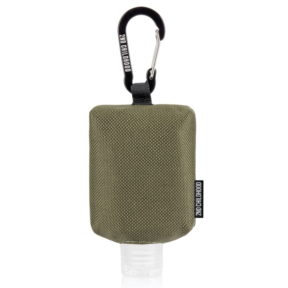 2nd Childhood Travel Hand Sanitizer Keychain - Small Refillable 2 oz Bottle with Clip-On Holder - Portable Sanitizer Case for Purse, Backpack, Gym Bag