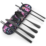 Travel Utensils,Reusable Silverware Set To Go Portable Cutlery Set with a Waterproof Carrying Case for Lunch Boxes Workplace Camping Picnic (Black)