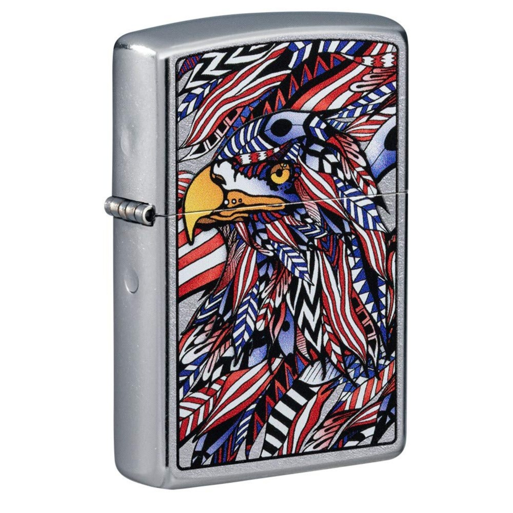Zippo American Eagle Design Street Chrome Pocket Lighter