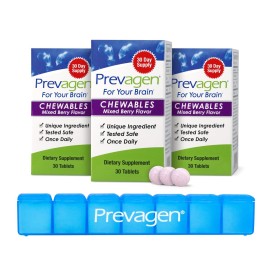 Prevagen Regular Strength Mixed Berry Chewables - 90 Tablets (3 Month Supply) | Formulated for Your Brain | 10mg of Apoaequorin Plus Vitamin D3 with 7-Day Pill Minder