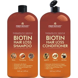 First Botany, Hair Growth Shampoo Conditioner Set - An Anti Hair Loss Biotin Shampoo & Conditioner with DHT blockers to fight Hair Loss For Men & Women, All Hair types, Sulfate Free - 2 x 16 fl oz