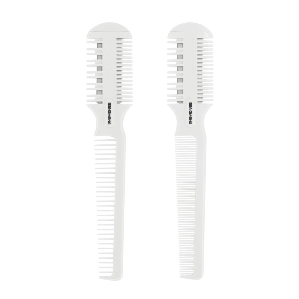 BANGMENG Hair Trimmer With Split Ends Razor - 2 Pieces For Thin & Thick Hair Cutting and Styling: Dense & Wide Teeth Combs, Double-Edge Blades