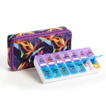 Weekly Pill Organizer 2 Times a Day, Zumd Pill Box 7 Day with Cute Quilted Fabric Zipper Case, Travel Pill Case Am Pm for Vitamin Medicine Organizer