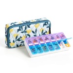 Weekly Pill Organizer 2 Times a Day,7 Day am pm Pill Organizer, Large Daily Pill Cases Pill Box Vitamin Organizer Box,Yellow Floral