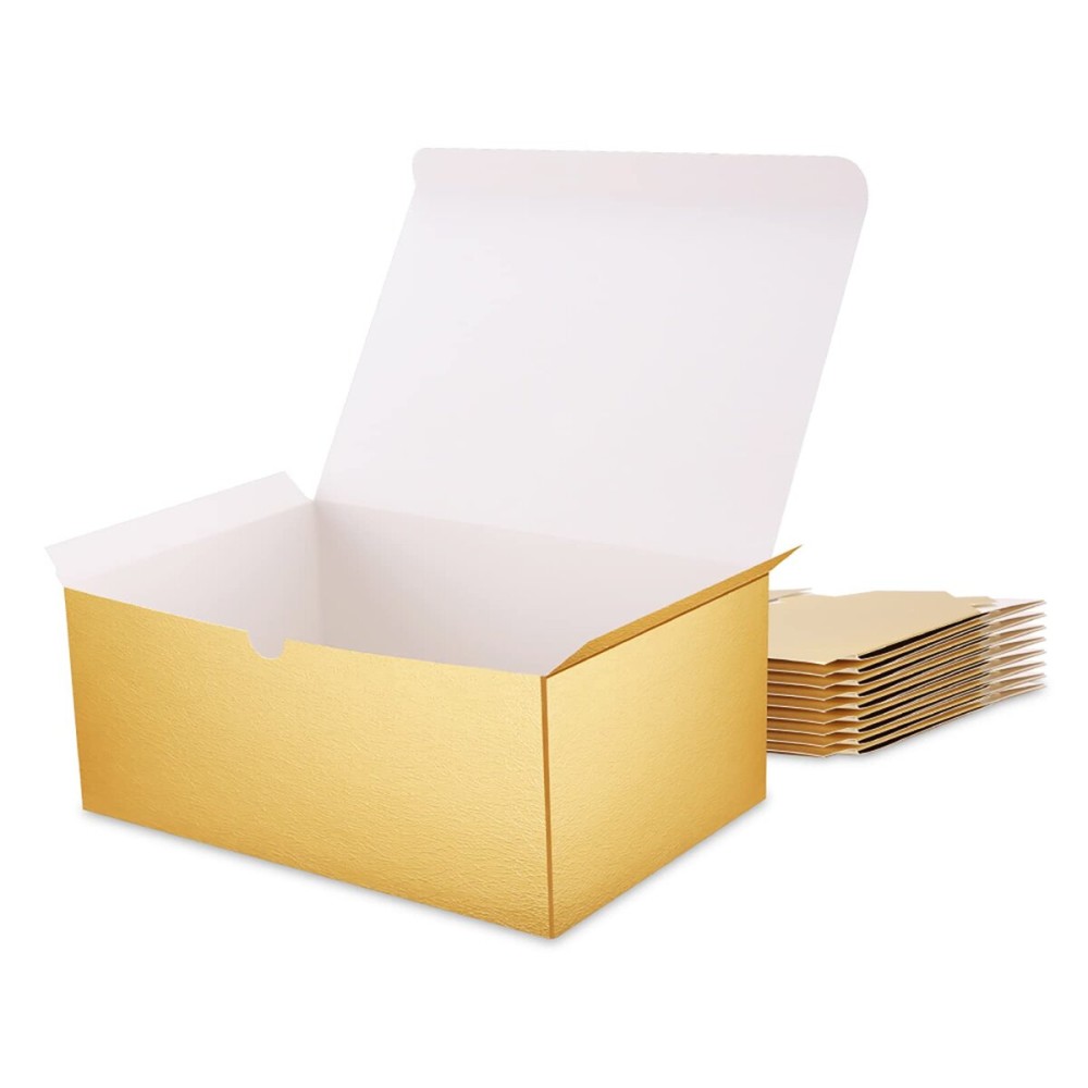 MALICPLUS 10 Gift Boxes 9.5x6.5x4 Inches Gift Boxes with Lids Boxes for Christmas or Gifts Bridesmaid Proposal Boxes, Gold Gift Box Bulk for Light Weight Gifts, Crafting