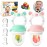 HAOBAOBEI Baby Fruit Feeder with with 2 Extra Teats, Toddler Eating Essentials, BPAFree Feeding Supplies, Silicone Fresh Food Feeder for Safe Infant Self Feeding (Bear- Blue Pink)