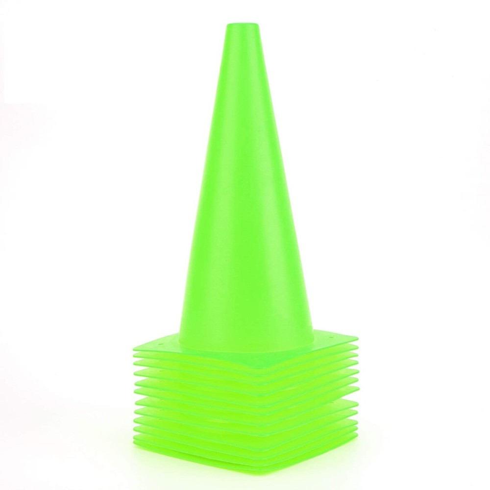 Fragraim 12 Inch 12 Pack Green Traffic Training Cones, Plastic Safety Parking Cones, Agility Field Marker Cones for Soccer Basketball Football Drills Training, Outdoor Sport Activity & Festive Events