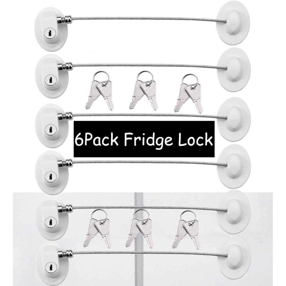 XccMe 6 Pack Refrigerator Locks with 12 Keys,Child Safety Fridge,Refrigerator Lock Combination,Mini Fridge,File Drawer,Toilet Seat Lock with Strong Adhesive (White)
