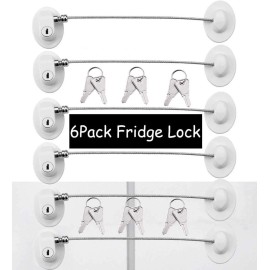 XccMe 6 Pack Refrigerator Locks with 12 Keys,Child Safety Fridge,Refrigerator Lock Combination,Mini Fridge,File Drawer,Toilet Seat Lock with Strong Adhesive (White)