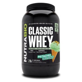 NutraBio Classic Whey Protein Powder- 25G Protein Per Scoop - Full-Spectrum Amino Acid Profile - No Fillers, Artificial Colors, Preservatives - (Pistachio Delight, 2 Pounds)