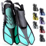 CAPAS Snorkel Fins, Swim Fins Travel Size Short Adjustable for Snorkeling Diving Adult Men Women Kids Open Heel Swimming Flippers