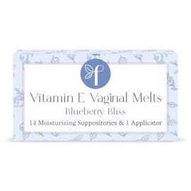 Femallay Organic Vaginal Melts - Blueberry - 100% Natural Relief for Dryness, Odor & Daily Feminine Discomfort - 14 Count + Applicator