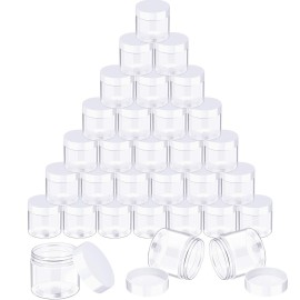 SATINIOR 36 Pieces 3 oz Plastic Jars with Lids Wide Mouth Airtight Reusable Container Acrylic Cosmetic Small Jars for Lotions Ointments Travel Toiletries Creams Make up Storage(Clear)