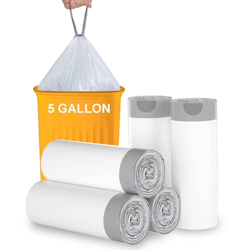 TECHSHARE Biodegradable 100 Count 6 Gallon Trash Bags, Compostable, Non-Toxic, Odorless, Leakproof, Strong and Durable, Suitable for Kitchen, Bedroom, Living Room, Bathroom, Office