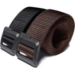 CQR Tactical Belt, Military Style Heavy Duty Belt, Webbing EDC Quick-Release Buckle, 2pack Flex Poly Black/Brown, Large